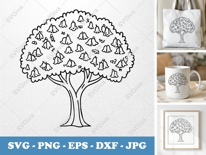 Jacaranda Tree classic svg icon | Nature Floral Line Art Cut File | SVG PNG EPS DXF for Cricut Silhouette