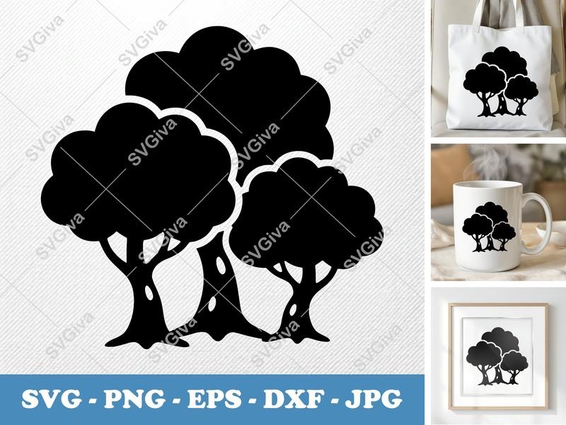 Jacaranda Tree in a group SVG Puffy Shapes | Nature Cut File | PNG EPS DXF for Cricut Silhouette