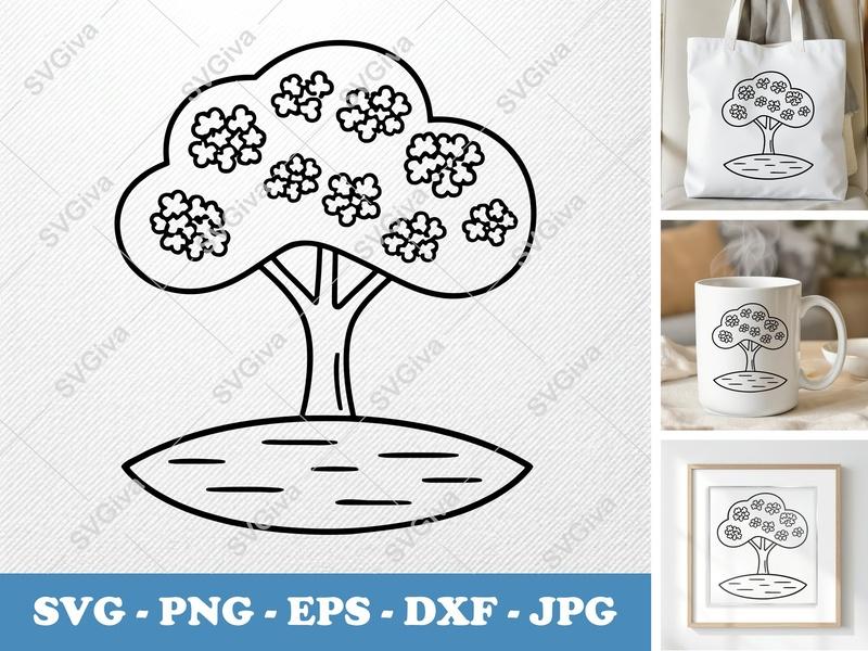 Jacaranda Tree SVG | Modern Clean Design, Blooming Tree, Flowers | PNG EPS DXF | Cricut Silhouette Cut File