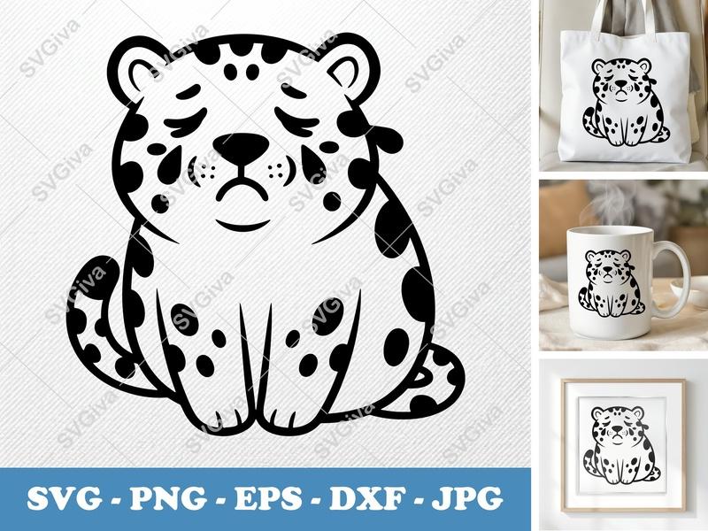 Jaguar Crying SVG, Sad Panther Cut File, Leopard Spots PNG, EPS, DXF for Cricut, Silhouette, Animal Clipart
