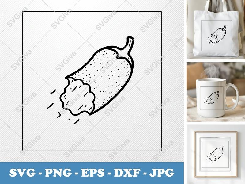 Jalapeño Poppers Partially Eaten SVG | Bold Minimalist Character | PNG DXF EPS | Cricut Silhouette Kitchen Food Art