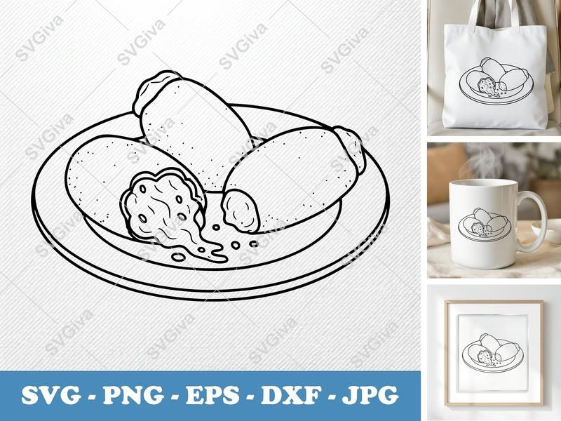 Jalapeño Poppers Partially Eaten SVG | Friendly Rounded Bean-Shaped Design | PNG DXF EPS | Cricut Silhouette