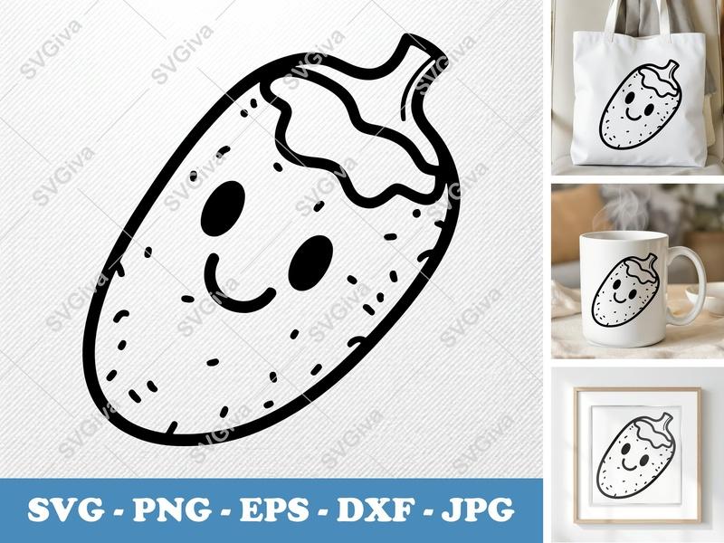 Jalapeño Poppers SVG | Cute Kawaii Food Outline | PNG EPS DXF | Cricut Silhouette File, Funny Snack Clipart