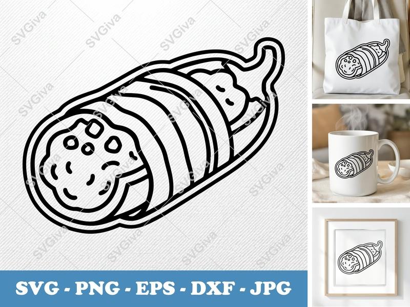 Jalapeño Poppers SVG | Outline Style, Minimalist Design | PNG DXF EPS | Cricut Silhouette Kitchen Food