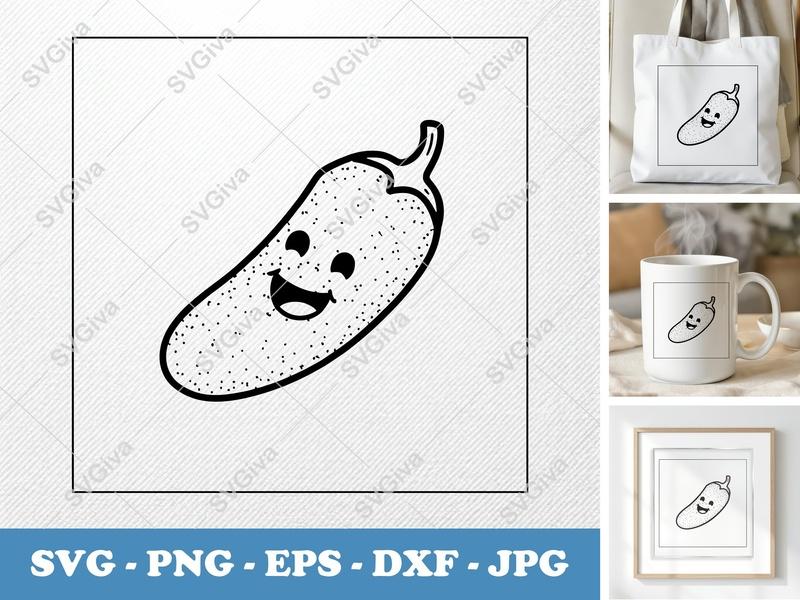 Jalapeño Poppers with Smiling Face SVG | Bold Outline Minimalist Design | PNG DXF EPS | Cricut Silhouette File