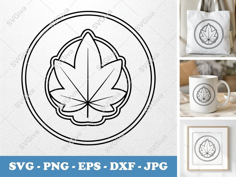 Japanese Maple classic svg icon | Double Outline Leaf | Nature Cut File | SVG PNG EPS DXF for Cricut, Silhouette