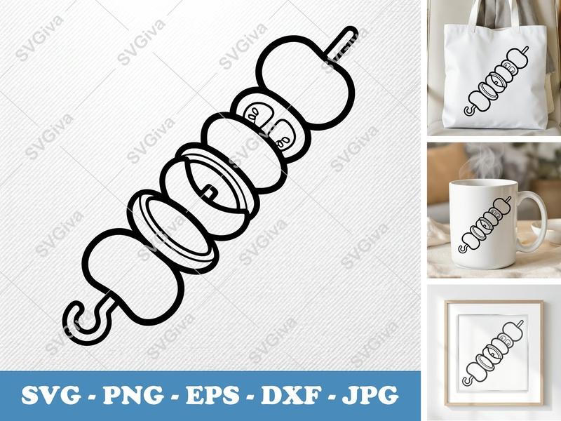 Kabobs SVG | Modern Skewer Cut File | Food Clip Art | Grill PNG EPS DXF for Cricut & Silhouette