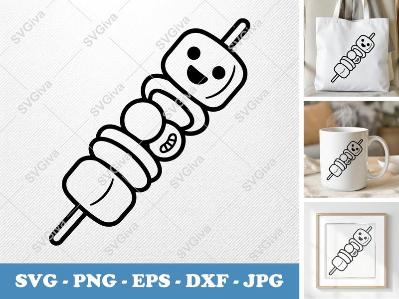 Kabobs with Smiling Face SVG | Puffy Pillow Soft Design | PNG, DXF, EPS Cut Files | Cricut, Silhouette Compatible