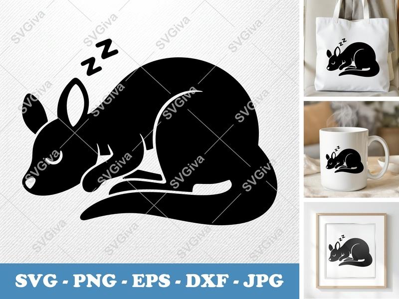 Kangaroo Sleeping SVG | Puffy Soft Forms | PNG DXF EPS | Cricut Silhouette File