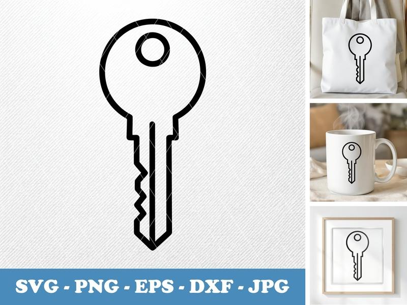 Key classic svg icon | Simple Bold Line Art SVG, PNG, EPS, DXF | Cricut & Silhouette Cut File | Office Security Vector