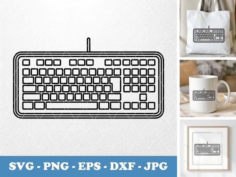Keyboard classic svg icon | Double Outline Thick Thin Lines | SVG PNG EPS DXF | Cricut Silhouette Cut File