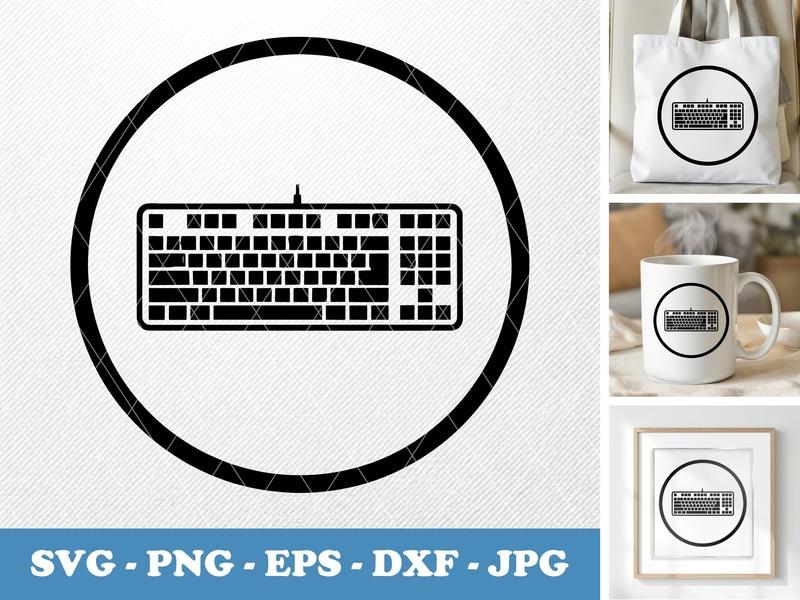 Keyboard classic svg icon | Minimal PC Keyboard Vector | SVG PNG DXF EPS for Cricut & Silhouette | Office Tech Cut File