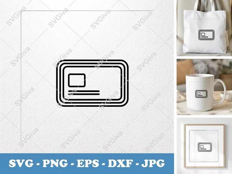 Keycard classic svg icon | Double Outline Design, Basic Shapes | SVG PNG EPS DXF for Cricut Silhouette