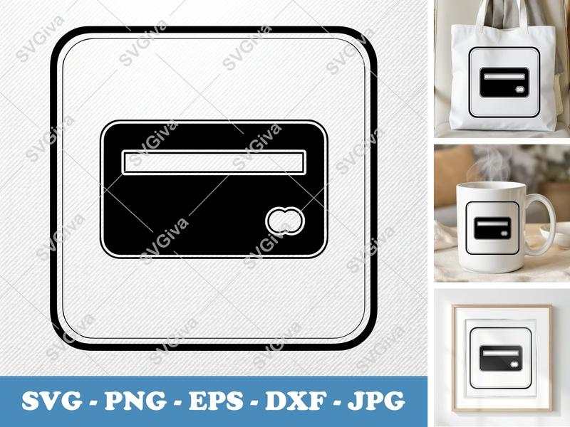Keycard classic svg icon, ID Card Black Silhouette, Access Badge, SVG PNG EPS DXF for Cricut Silhouette