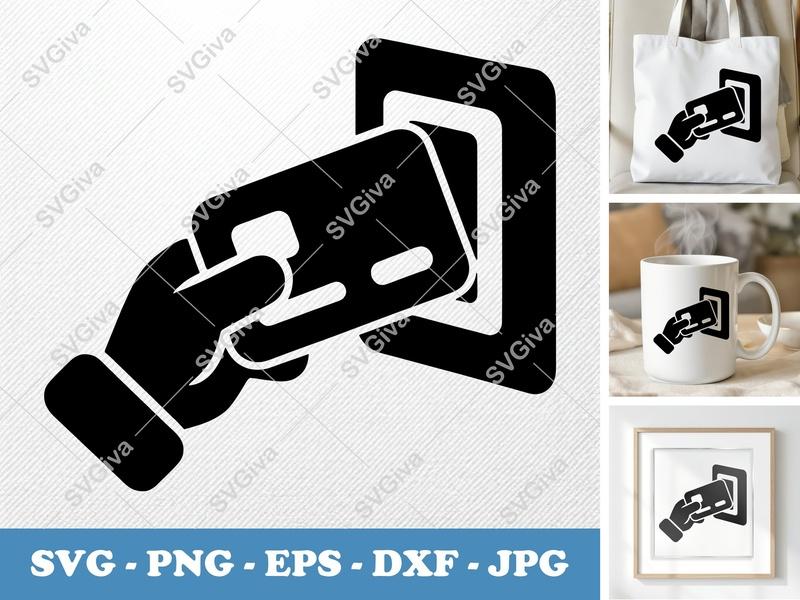 Keycard SVG | Access Card Reader, Hand Inserting Card | PNG EPS DXF | Cricut Silhouette File