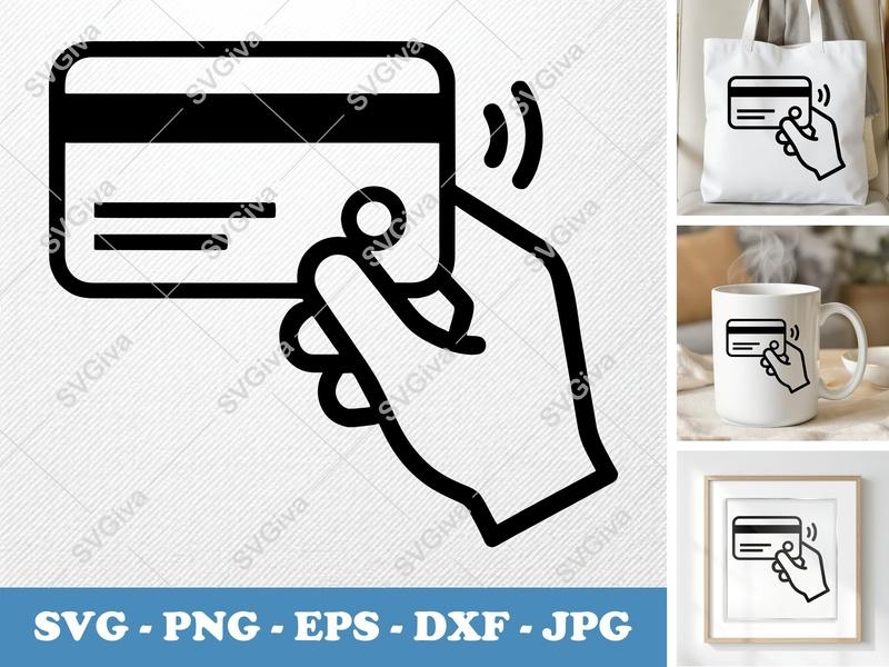 Keycard SVG, Contactless Access Card, Hand Icon | PNG EPS DXF | Cricut Silhouette File
