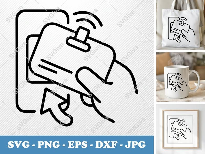 Keycard SVG, Modern Access Card Icon, Digital Download PNG EPS DXF for Cricut & Silhouette, Security Pass Art