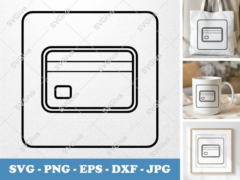 Keycard SVG, Modern Access Card Icon, PNG EPS DXF for Cricut & Silhouette, Digital Download, Business ID