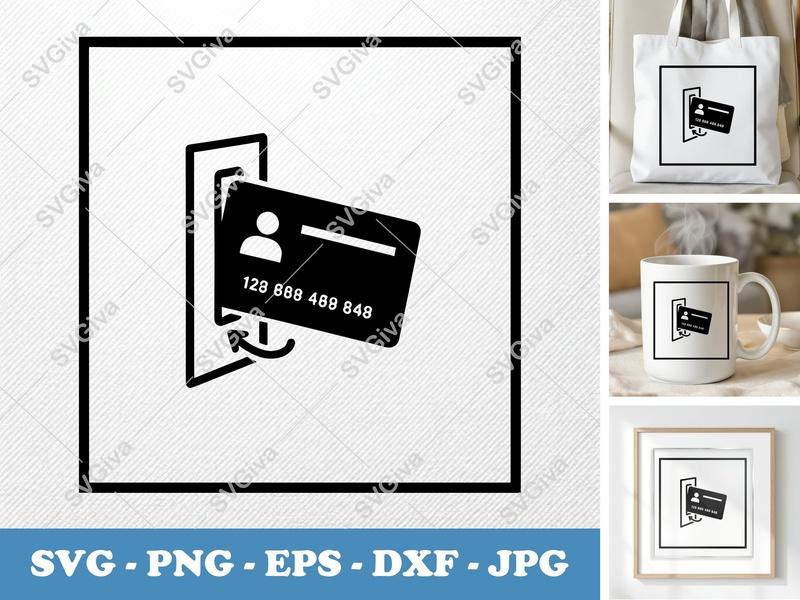 Keycard SVG, Modern Access Card Insert, PNG EPS DXF | Cricut & Silhouette Cut File | Security Icon