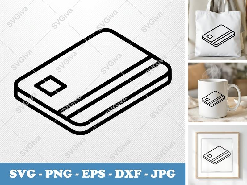 Keycard SVG | Modern Access Card Outline | PNG EPS DXF | Cricut Silhouette Cut File