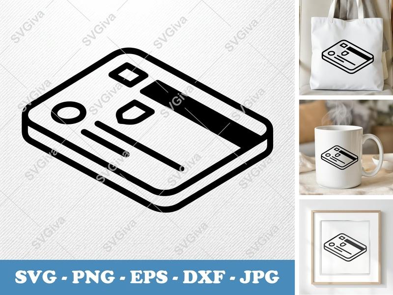 Keycard SVG, Modern Access Card PNG EPS DXF for Cricut & Silhouette, ID Badge Vector Cut File