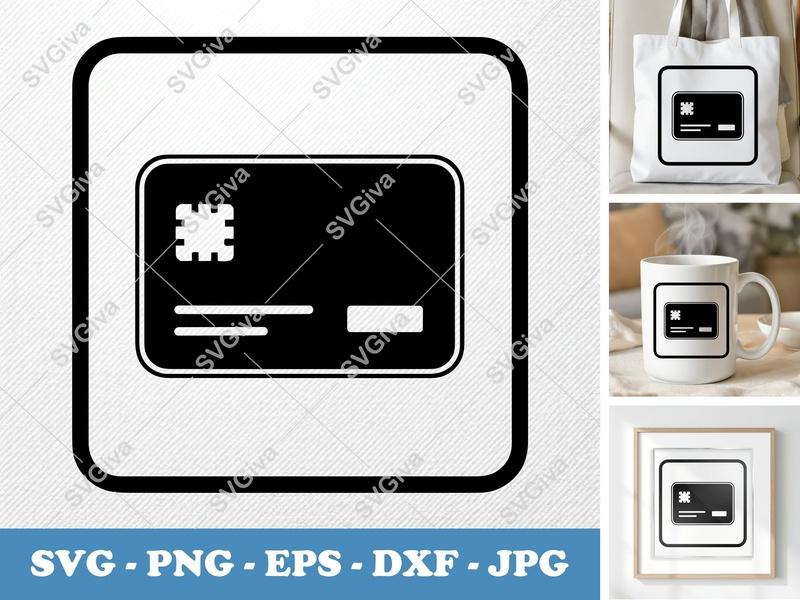 Keycard SVG Modern Icon | PNG EPS DXF | Cricut Silhouette | Access Card Vector, ID Badge Cut File