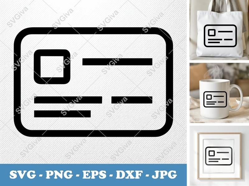 Keycard SVG, Modern ID Card Vector, Access Card PNG EPS DXF for Cricut & Silhouette, Badge Icon Cut File