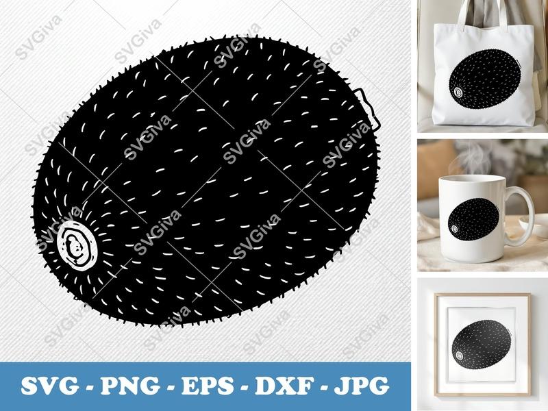 Kiwi Puffy SVG | Soft Inflated Fruit Cut File | PNG DXF EPS | Cricut Silhouette Design