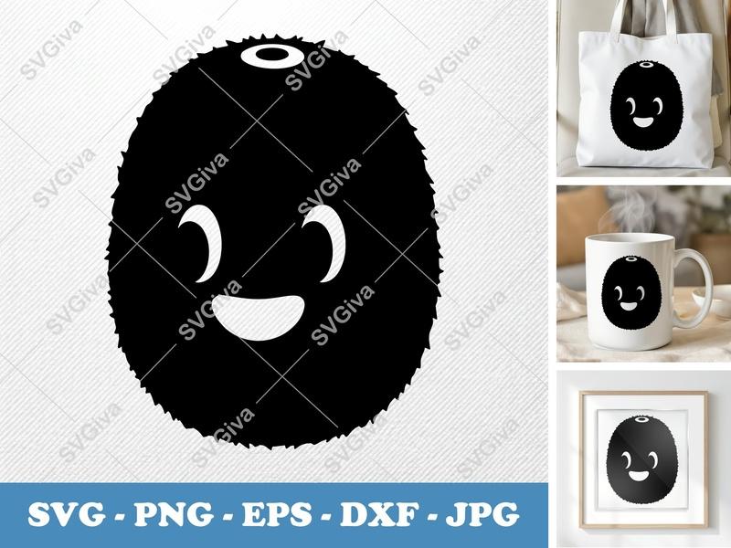 Kiwi SVG Cut File | Modern Fuzzy Cute Fruit Face PNG EPS DXF | Cricut & Silhouette Design