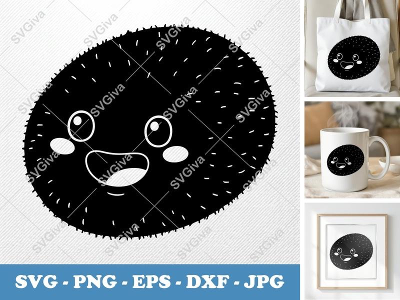 Kiwi with Smiling Face SVG, Puffy Pillow Soft Cut File | PNG DXF EPS | Cricut Silhouette Design