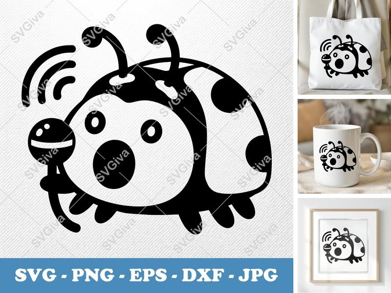Ladybug Singing SVG, Puffy Pillow-Soft Design, Cricut Silhouette | PNG DXF EPS Vector File