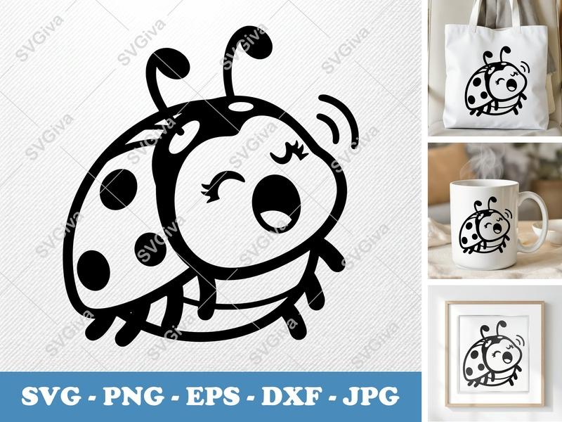 Ladybug Singing SVG, Puffy Pillow Soft Shapes | PNG DXF EPS | Cricut Silhouette File