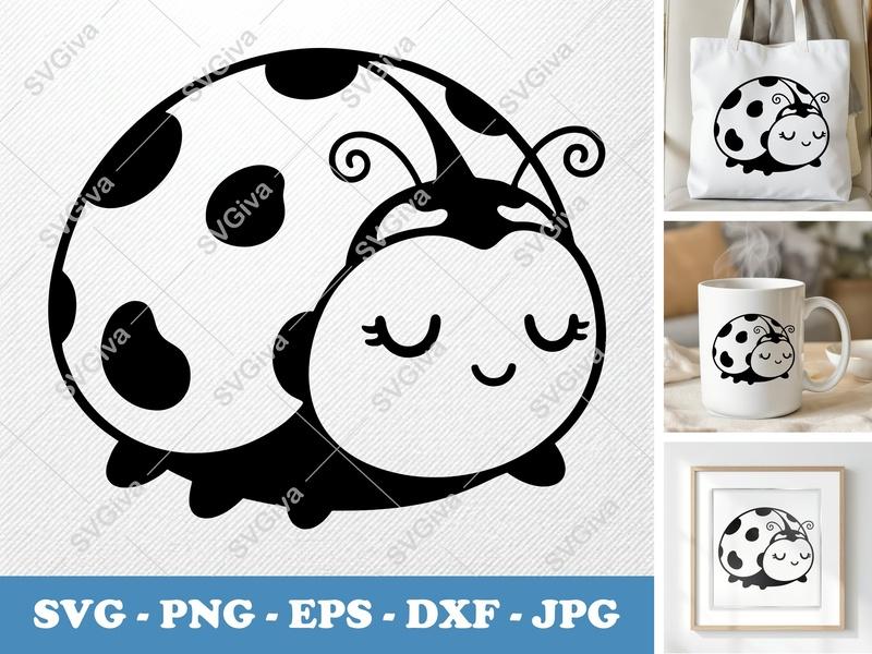 Ladybug SVG | Cute Simple Ladybug Vector | PNG EPS DXF for Cricut Silhouette, Modern Clean Design Cut File