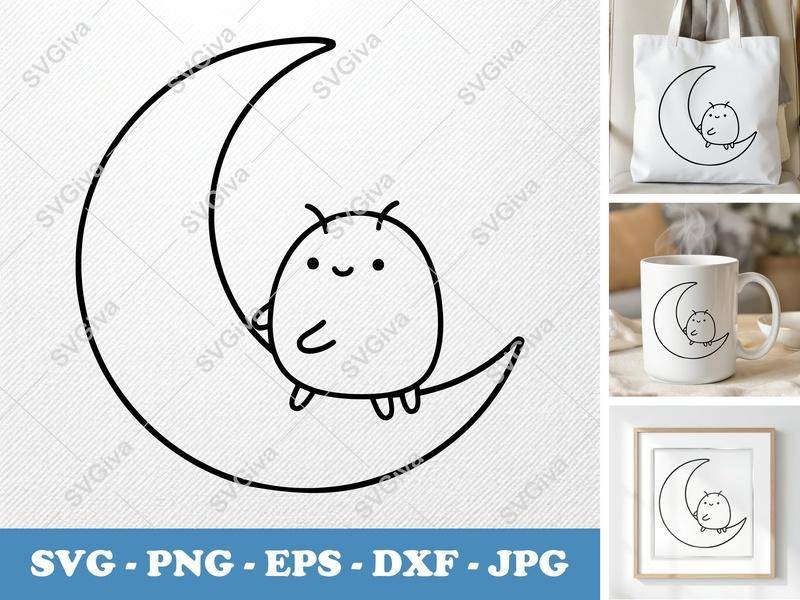 Ladybug SVG Modern Clean Design | Cute Insect Outline PNG EPS DXF for Cricut, Silhouette | Minimalist Bug Vector