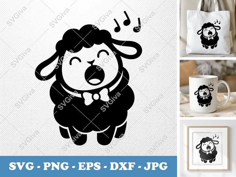 Lamb Singing SVG | Puffy Soft Forms | PNG DXF EPS | Cricut Silhouette File