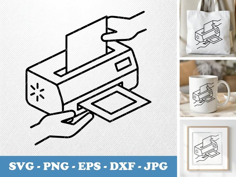 Laminator in active use SVG | Bold Contour, Hands, Document | PNG EPS DXF for Cricut Silhouette