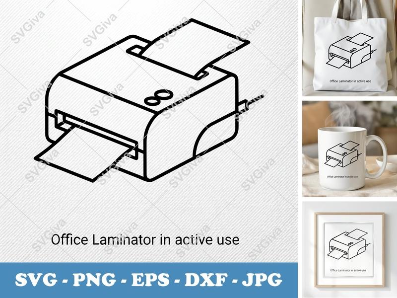 Laminator in active use SVG Double Outline Icon, Business Clip Art | PNG EPS DXF for Cricut, Silhouette, Office Decor