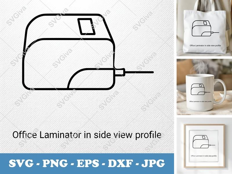Laminator in side view profile SVG | Double Outline Icon, Outline Clipart | PNG EPS DXF for Cricut, Silhouette