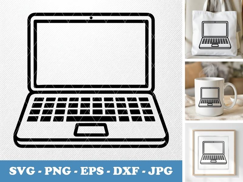 Laptop classic svg icon | Computer Workstation | SVG, PNG, EPS, DXF for Cricut & Silhouette | Simple Technology