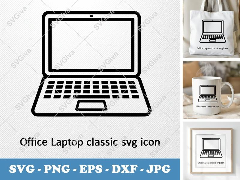 Laptop classic svg icon | Double Outline, Minimalist, Clean | SVG PNG EPS DXF | For Cricut Silhouette