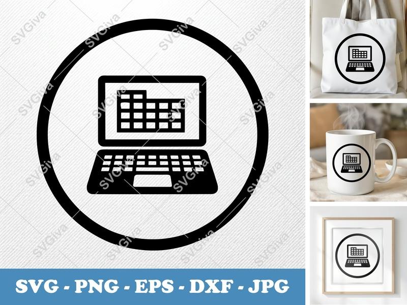 Laptop classic svg icon | Minimal Schedule Screen | Digital Download SVG, PNG, EPS, DXF for Cricut & Silhouette