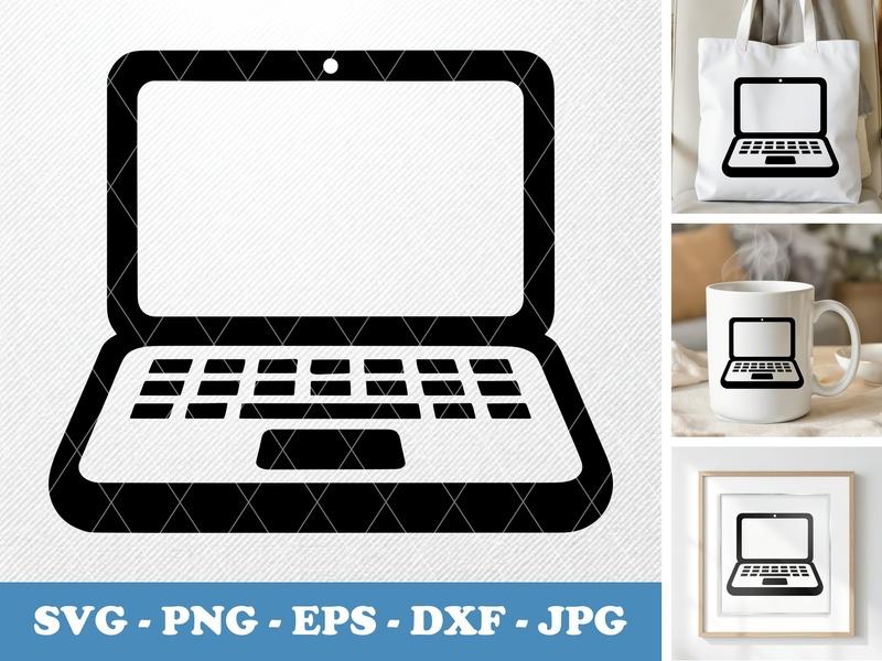 Laptop classic svg icon | Puffy Soft Cornered Computer | SVG PNG EPS DXF | Cricut Silhouette File