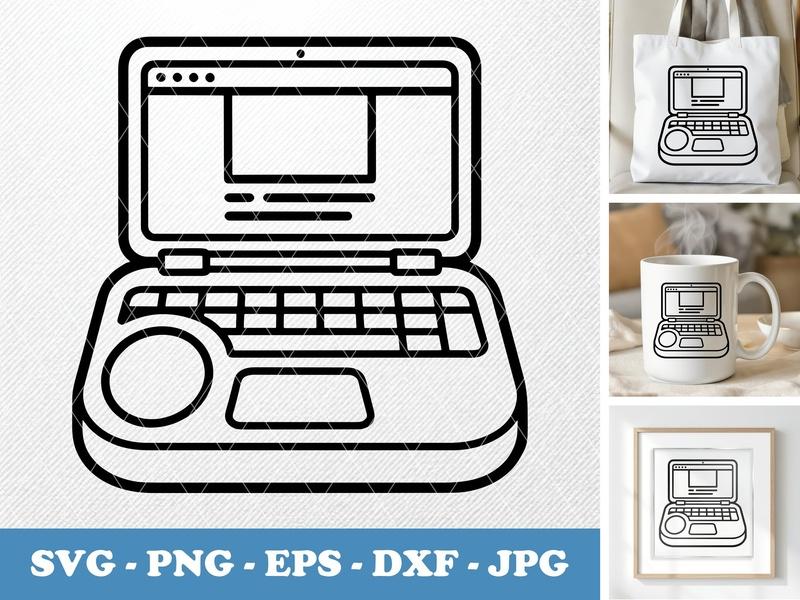 Laptop classic svg icon | Rounded Body, White Circle | SVG PNG DXF EPS Files for Cricut Silhouette