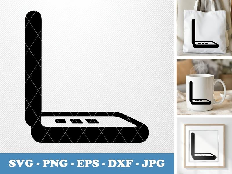 Laptop in side view profile SVG | Puffy Soft Icon | PNG EPS DXF | Cricut Silhouette File