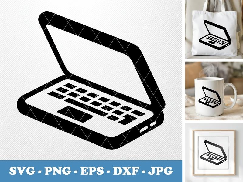 Laptop isometric angle SVG | Puffy Soft Rounded Design | PNG EPS DXF for Cricut Silhouette | Workspace Icon