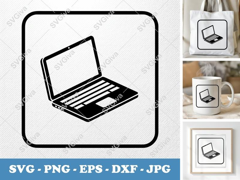 Laptop SVG | Modern Clean Design PC Vector, Computer Clipart | PNG EPS DXF for Cricut & Silhouette