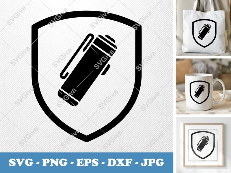 Laser Pointer in side view profile SVG | Shield Frame Icon, Minimalist Vector PNG DXF EPS for Cricut & Silhouette