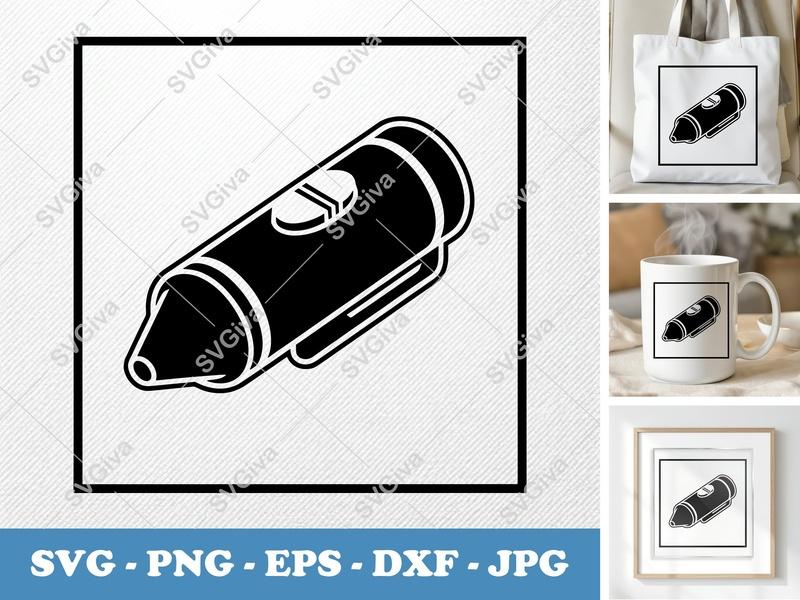 Laser Pointer isometric angle SVG, solid black fill, white contour, crisp edges | PNG EPS DXF files for Cricut Silhouette