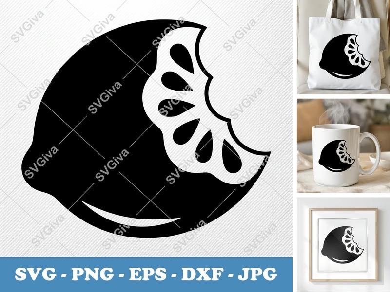 Lemon Partially Eaten SVG | Puffy Soft Forms | Inflated Pillow-Soft Design | PNG DXF EPS Cut File for Cricut & Silhouette