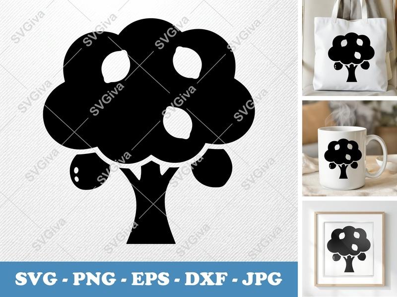 Lemon Tree alone SVG | Puffy Soft Shapes, No Sharp Corners | PNG EPS DXF for Cricut, Silhouette Cut File